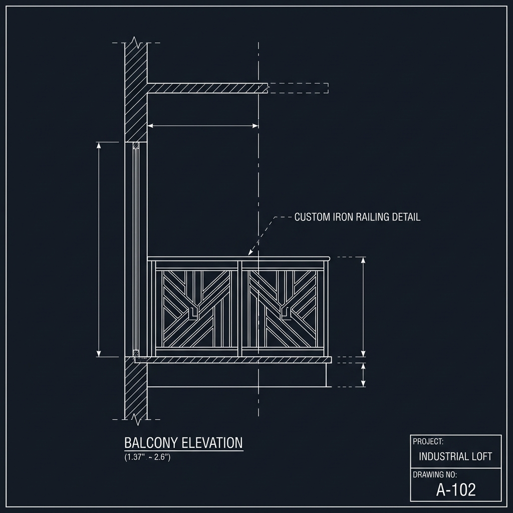 Railing Blueprint Illustration